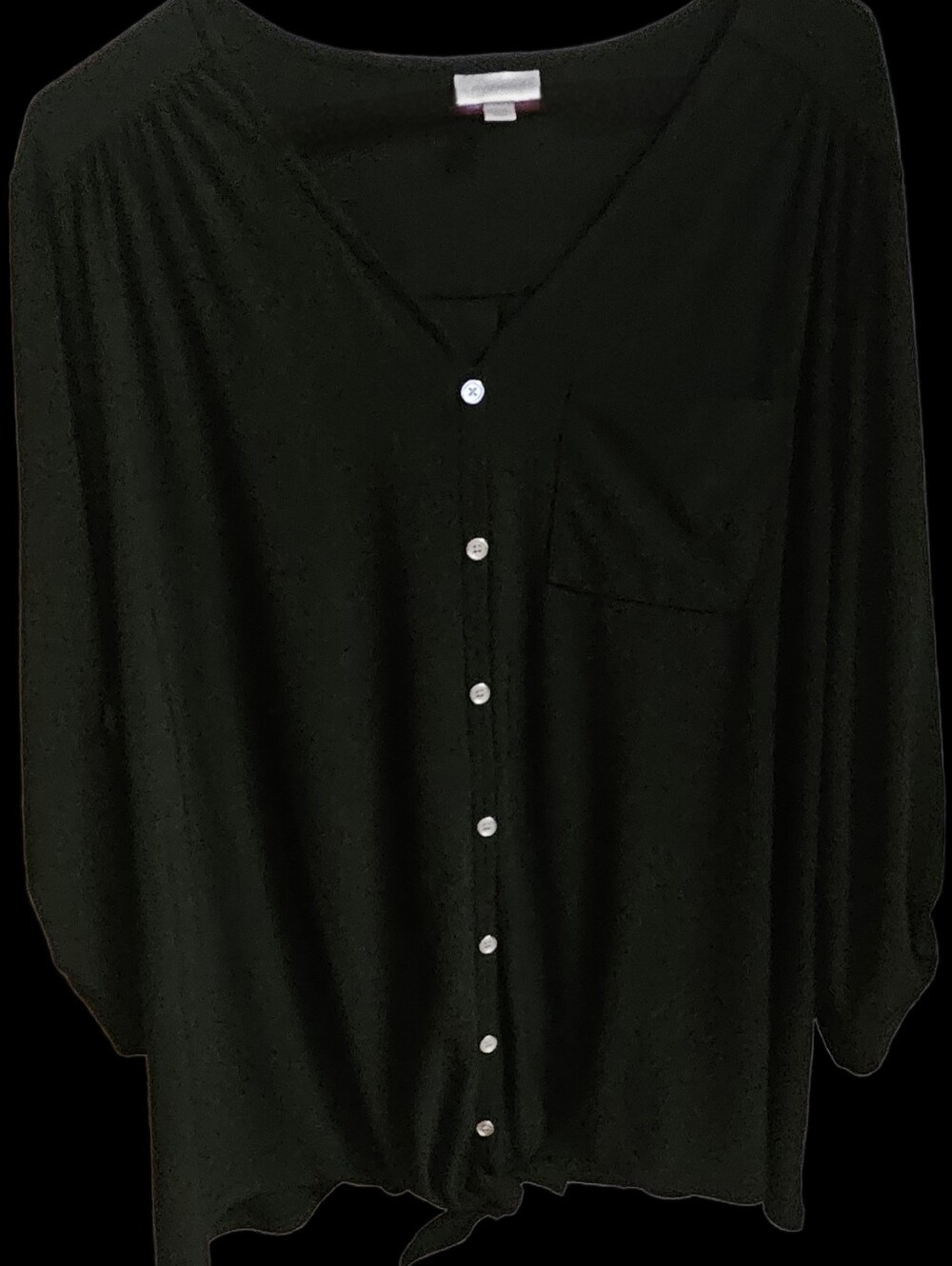 Avenue Classic Black Women's Button-Down Blousy Top 26/28